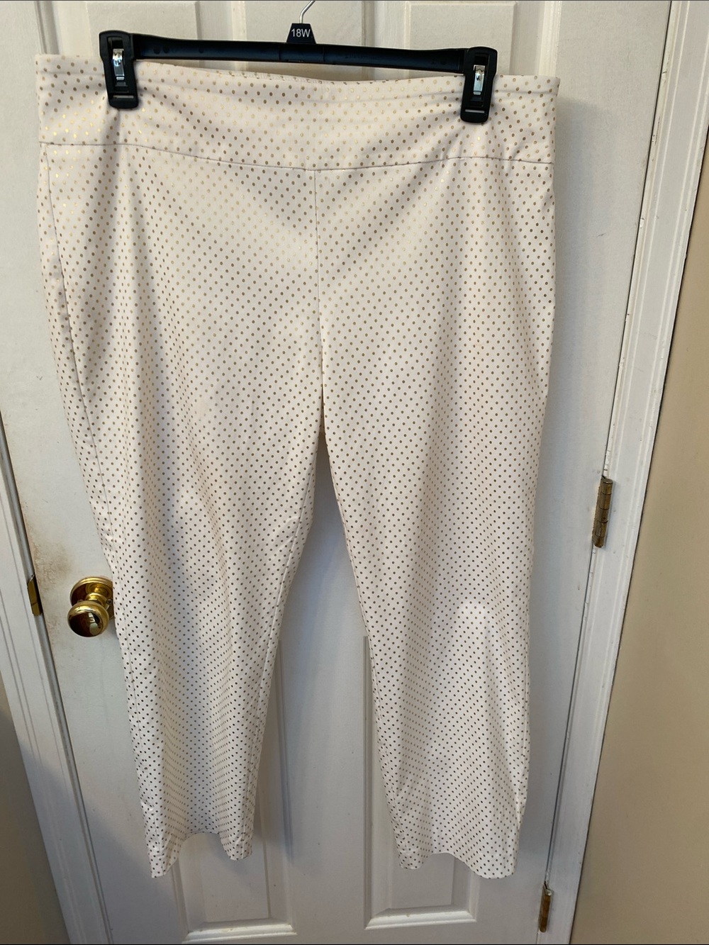 Attyre Cream Cropped Pants with Gold Polka Dots